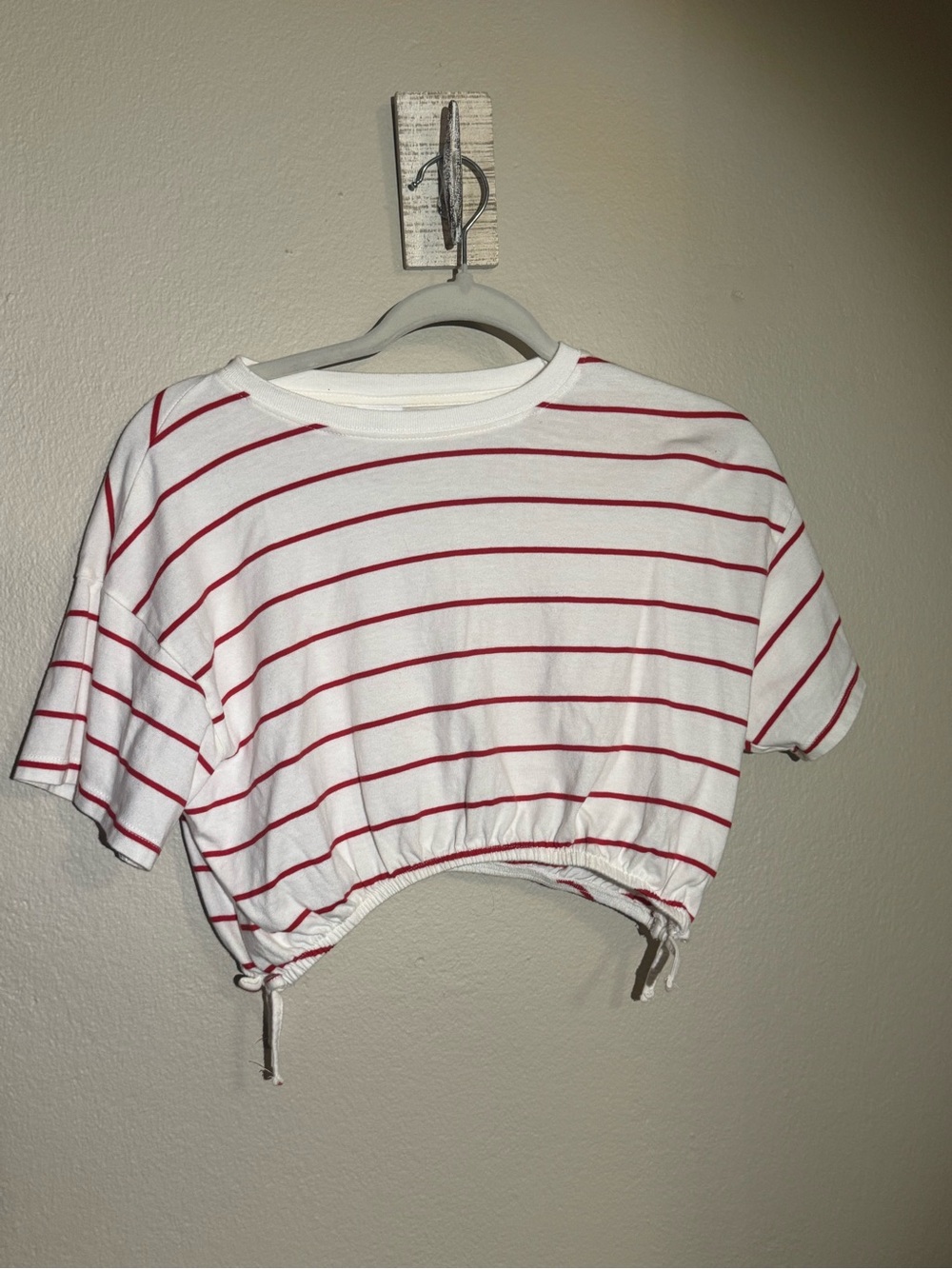 Zara White Tee with Red Stripes